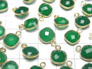 [Video] High Quality Green Onyx AAA Bezel Setting Square Cushion Cut 9x9mm 18KGP 3pcs