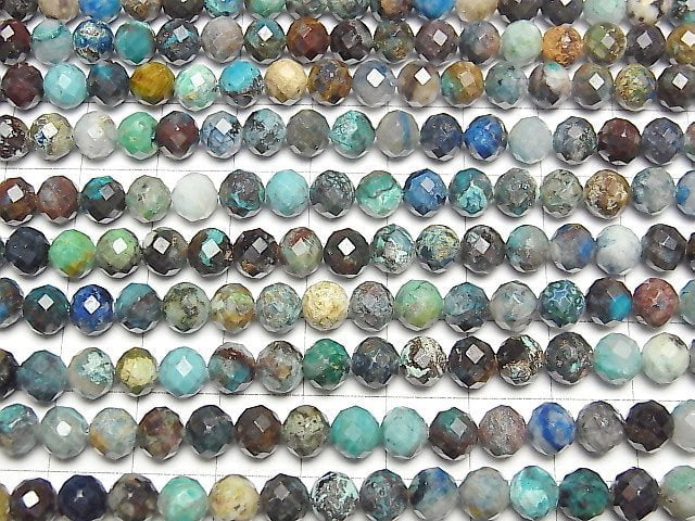 [Video]High Quality! Chrysocolla In Quartz Faceted Round 6mm 1strand beads (aprx.15inch/37cm)