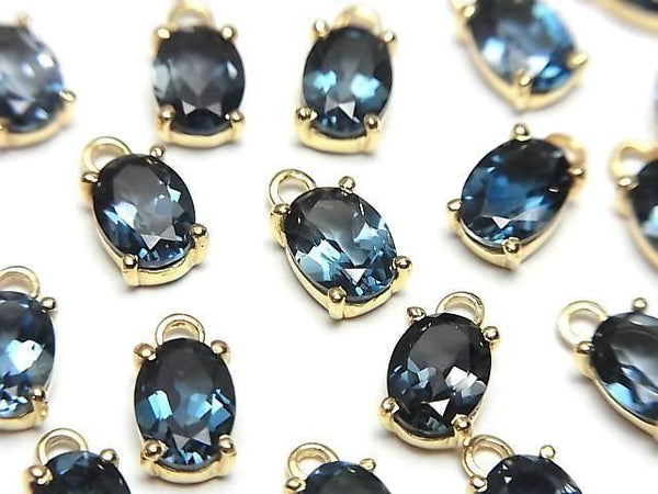 [Video]High Quality London Blue Topaz AAA Bezel Setting Oval Faceted 7x5mm 18KGP 2pcs