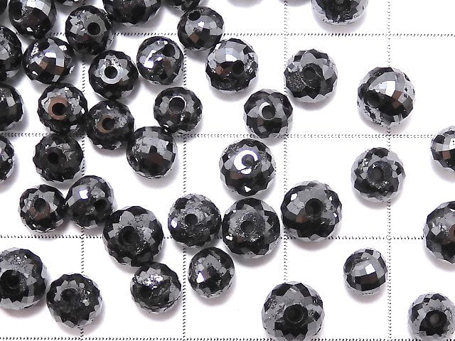 [Video][1mm Hole]Black Diamond Faceted Button Roundel 5pcs