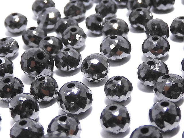 [Video][1mm Hole]Black Diamond Faceted Button Roundel 5pcs