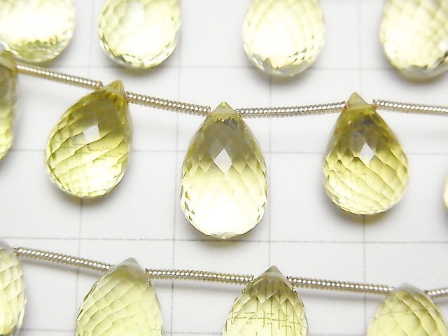 [Video]High Quality Lemon Quartz AAA Drop Faceted Briolette half or 1strand (12pcs )