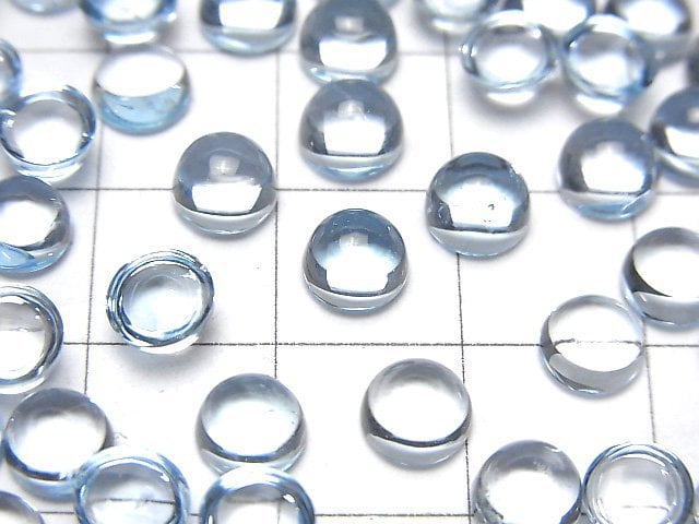 [Video]High Quality Sky Blue Topaz AAA Round Cabochon 6x6mm 3pcs