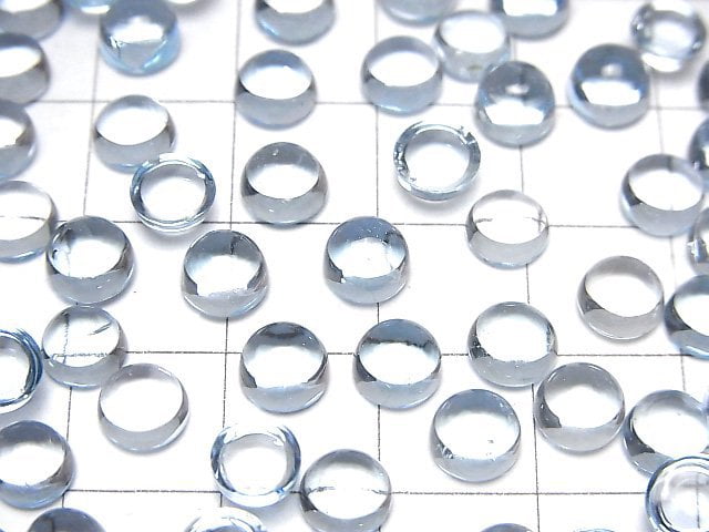 [Video]High Quality Sky Blue Topaz AAA Round Cabochon 6x6mm 3pcs