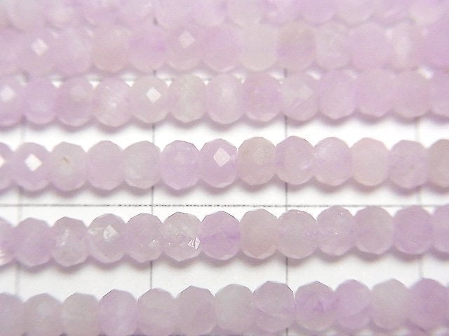 [Video]High Quality! Kunzite AA++ Faceted Button Roundel 4x4x2.5mm half or 1strand beads (aprx.15inch/37cm)