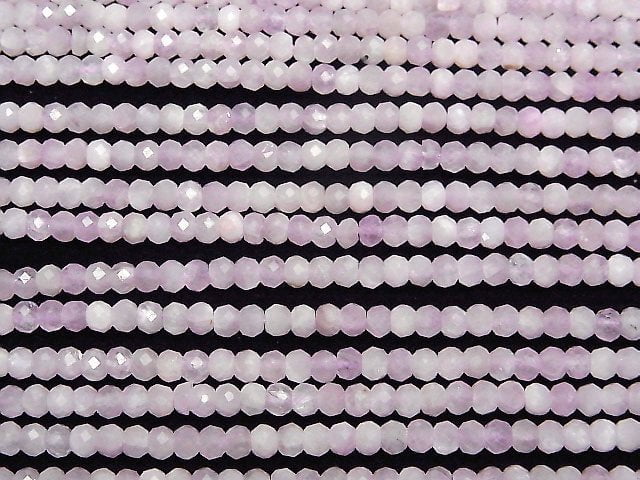 [Video]High Quality! Kunzite AA++ Faceted Button Rondelle 4x4x2.5mm half or 1strand beads (aprx.15inch/37cm)