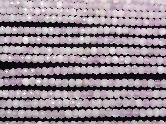 [Video]High Quality! Kunzite AA++ Faceted Button Roundel 4x4x2.5mm half or 1strand beads (aprx.15inch/37cm)