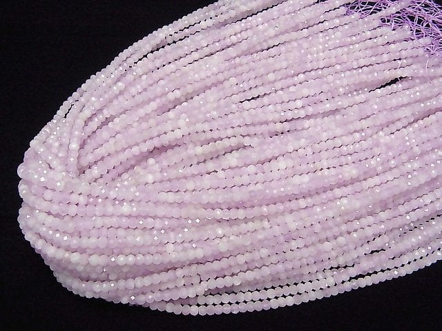 [Video]High Quality! Kunzite AA++ Faceted Button Rondelle 4x4x2.5mm half or 1strand beads (aprx.15inch/37cm)