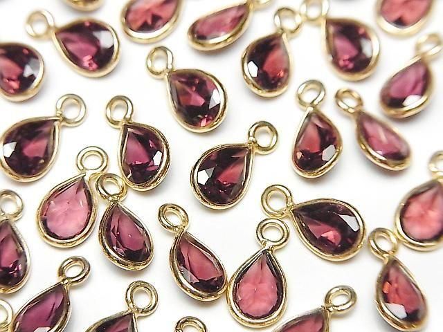 [Video] High Quality Mozambique Garnet AAA Bezel Setting Pear Shape Faceted 8x6mm 18KGP 3pcs