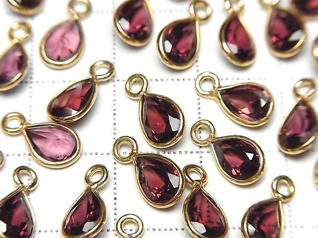 [Video] High Quality Mozambique Garnet AAA Bezel Setting Pear Shape Faceted 8x6mm 18KGP 3pcs