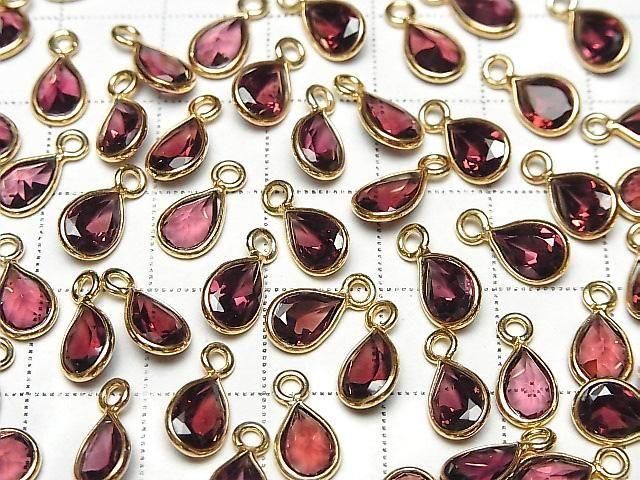 [Video] High Quality Mozambique Garnet AAA Bezel Setting Pear Shape Faceted 8x6mm 18KGP 3pcs