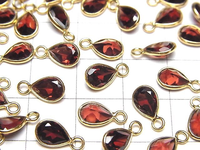 [Video]High Quality Garnet AAA Bezel Setting Pear shape Faceted 7x5mm 18KGP 4pcs