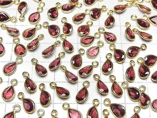 [Video] High Quality Mozambique Garnet AAA Bezel Setting Pear Shape Faceted 8x6mm 18KGP 3pcs