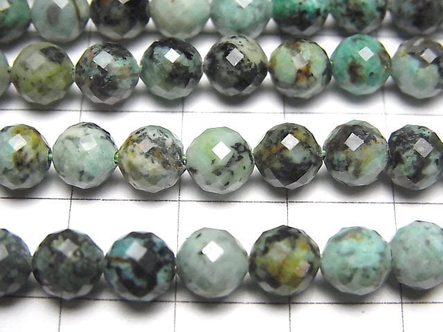 [Video]High Quality! African Turquoise Faceted Round 6mm 1strand beads (aprx.15inch/36cm)