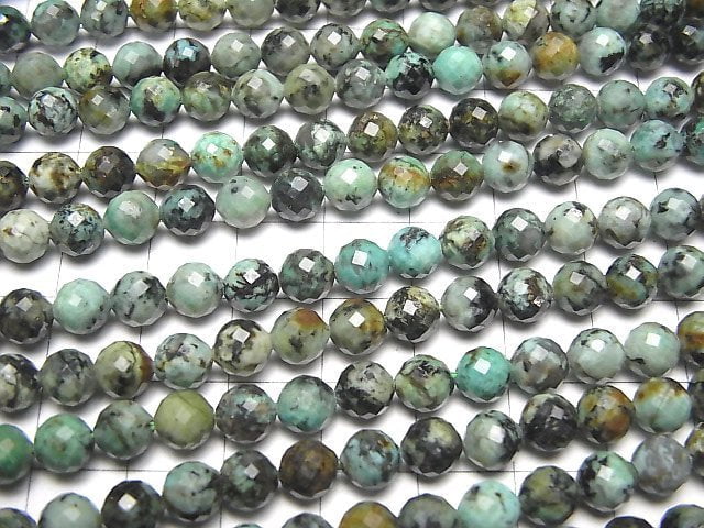 [Video]High Quality! African Turquoise Faceted Round 6mm 1strand beads (aprx.15inch/36cm)