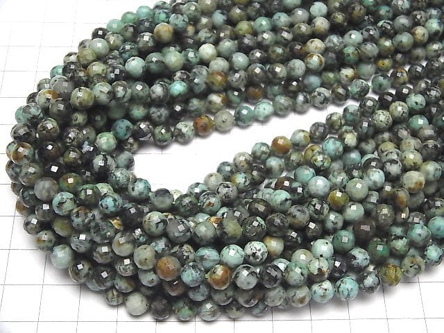 [Video]High Quality! African Turquoise Faceted Round 6mm 1strand beads (aprx.15inch/36cm)