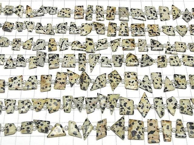 [Video] Dalmatian Jasper Rough Slice Faceted 1strand beads (aprx.7inch/18cm)