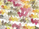 [Video]High Quality Multicolor Sapphire AAA- Drop Faceted Briolette half or 1strand beads (aprx.7inch/18cm)
