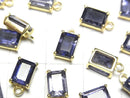 [Video]High Quality Iolite AA++ Bezel Setting Rectangle Faceted 8x6mm 18KGP 1pc