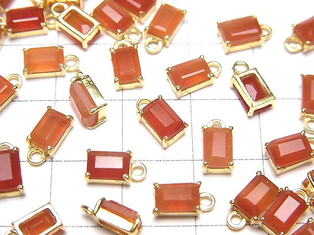 [Video]High Quality Carnelian AAA Bezel Setting Rectangle Faceted 6x4mm 18KGP 2pcs