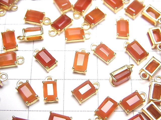 [Video]High Quality Carnelian AAA Bezel Setting Rectangle Faceted 6x4mm 18KGP 2pcs