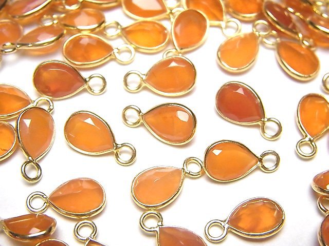 Bezel Setting, Carnelian, Pear Shape Gemstone Beads