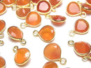 Bezel Setting, Carnelian, Chestnut Shape Gemstone Beads