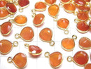 [Video]High Quality Carnelian AAA Bezel Setting Chestnut Faceted 8x8mm 18KGP 2pcs