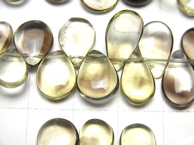 [Video]High Quality Lemon x Smoky Quartz AAA Pear shape (Smooth) half or 1strand beads (aprx.7inch/18cm)