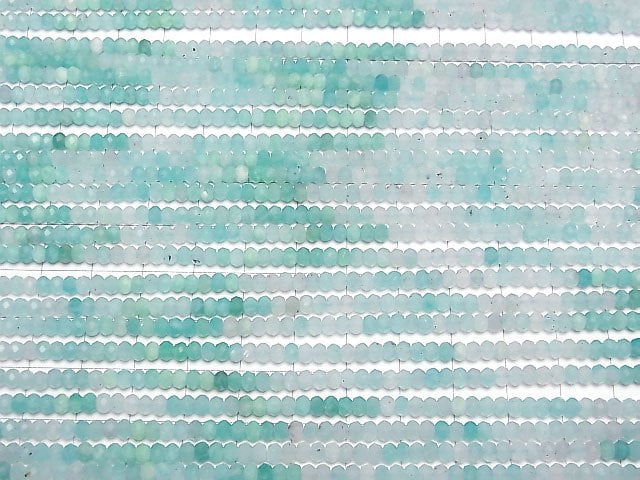 [Video]High Quality! Amazonite Silica AA+ Faceted Button Rondelle 4x4x2.5mm 1strand beads (aprx.15inch/37cm)