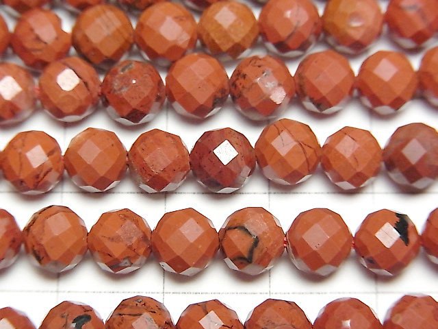 [Video]High Quality! Red Jasper AAA 64Faceted Round 6mm 1strand beads (aprx.15inch/36cm)