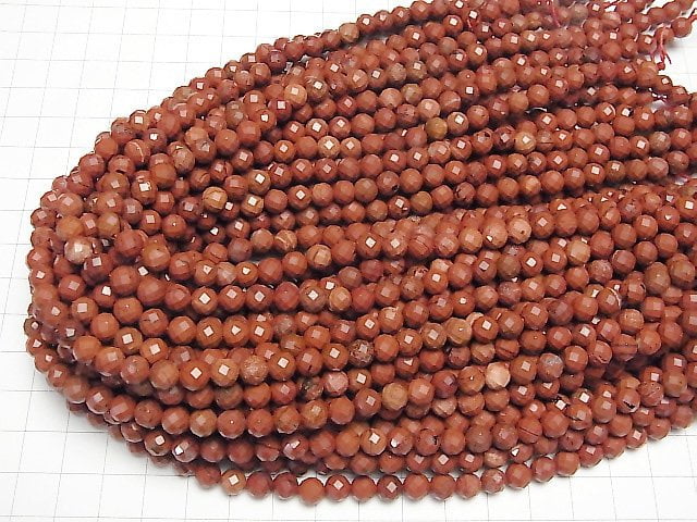 [Video]High Quality! Red Jasper AAA 64Faceted Round 6mm 1strand beads (aprx.15inch/36cm)