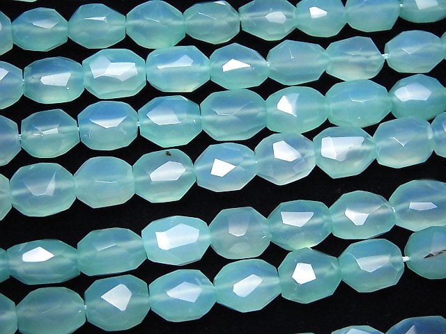 Sea Blue Chalcedony AAA- Faceted Nugget 1/4 or 1strand beads (aprx.15inch/37cm)