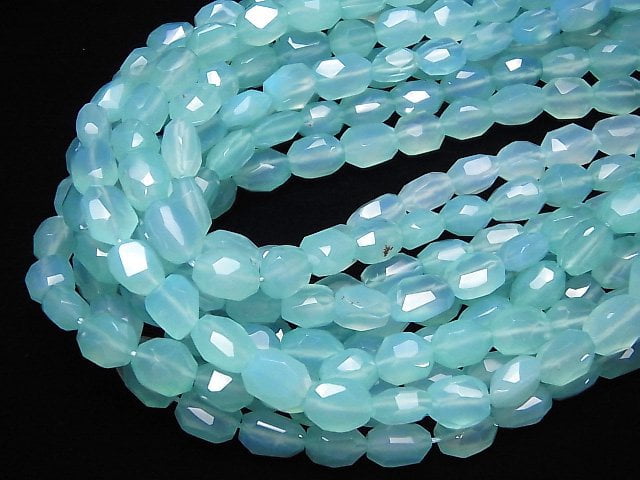 Sea Blue Chalcedony AAA- Faceted Nugget 1/4 or 1strand beads (aprx.15inch/37cm)