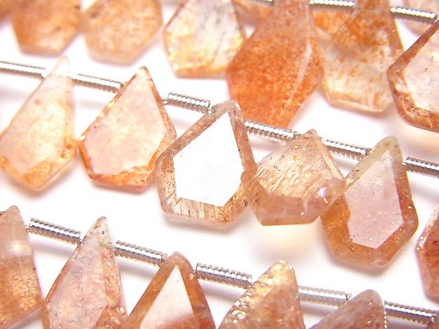 [Video]High Quality Sunstone AAA- Rough Slice Faceted 1strand beads (aprx.7inch/18cm)