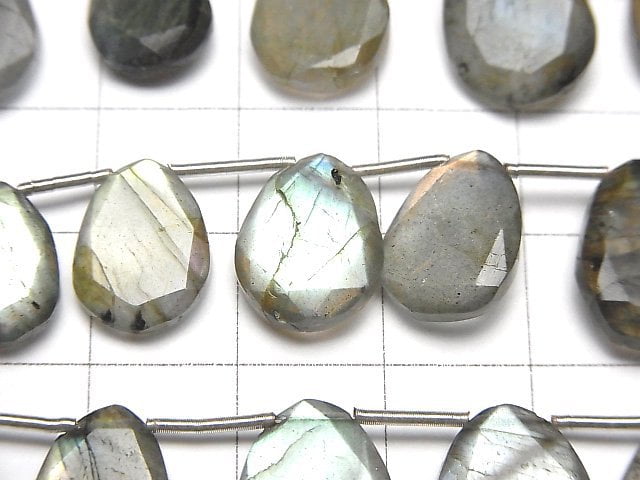 [Video]High Quality Labradorite AA++ Slice Faceted Nugget 1strand (15pcs )