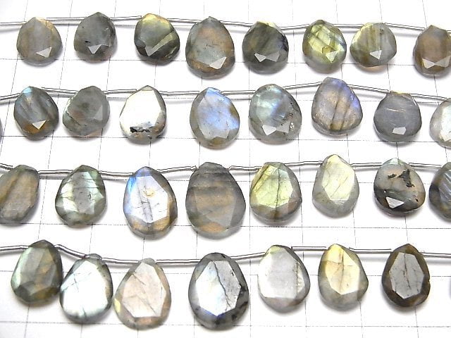 [Video]High Quality Labradorite AA++ Slice Faceted Nugget 1strand (15pcs )