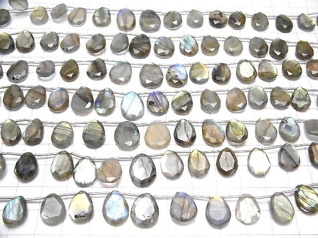 [Video]High Quality Labradorite AA++ Slice Faceted Nugget 1strand (15pcs )