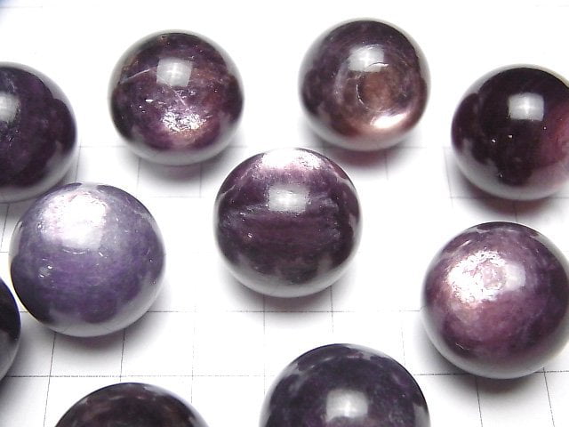 [Video]Royal Lepidolite Cat's Eye Sphere, Round 22mm 1pc