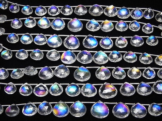 [Video] Doublet Crystal AAA Chestnut Faceted Briolette Rainbow Color 1strand beads (aprx.6inch/16cm)