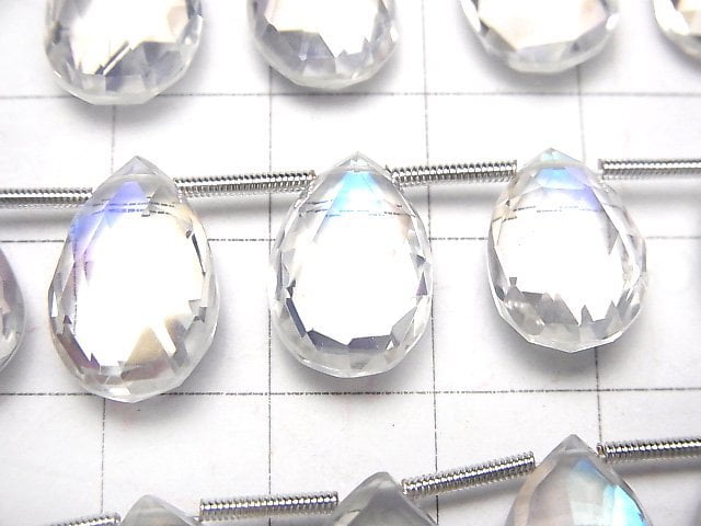 [Video] Doublet Crystal AAA Pear Shape Faceted Briolette Rainbow Color 1strand beads (aprx.6inch/16cm)