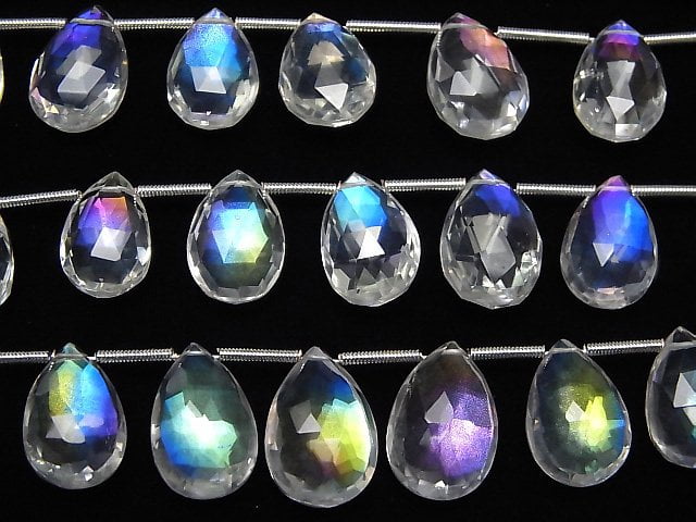 [Video] Doublet Crystal AAA Pear Shape Faceted Briolette Rainbow Color 1strand beads (aprx.6inch/16cm)