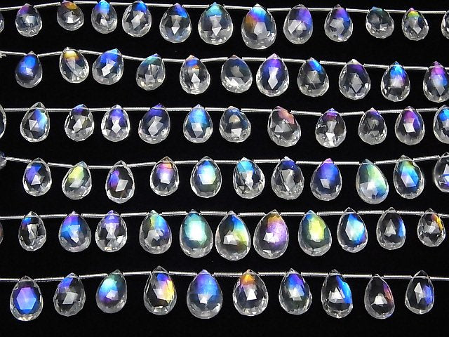 [Video] Doublet Crystal AAA Pear Shape Faceted Briolette Rainbow Color 1strand beads (aprx.6inch/16cm)