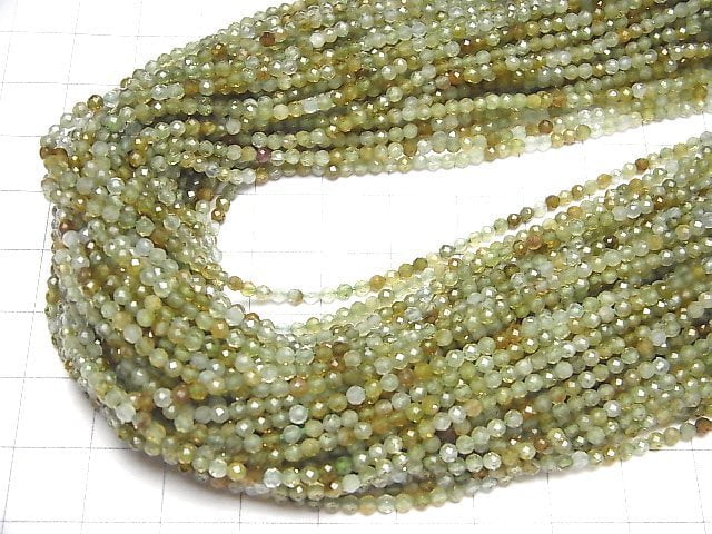 [Video]High Quality! Grossular Garnet AA++ Faceted Round 2mm 1strand beads (aprx.15inch/37cm)