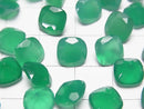 [Video]High Quality Green Onyx AAA Loose stone Square Faceted 8x8mm 4pcs