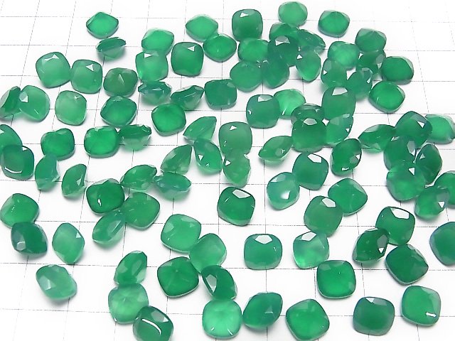 [Video]High Quality Green Onyx AAA Loose stone Square Faceted 8x8mm 4pcs