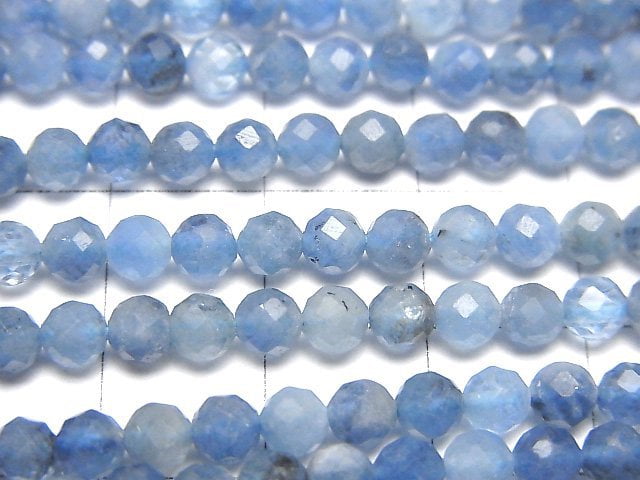 [Video]High Quality! Deep Blue Aquamarine AA++ Faceted Round 4mm 1strand beads (aprx.15inch/37cm)