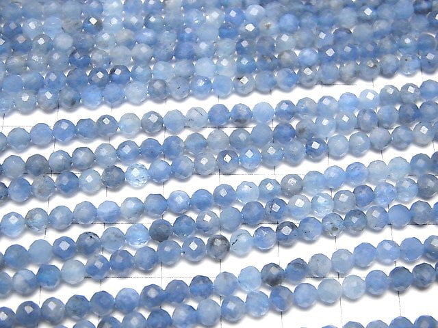 [Video]High Quality! Deep Blue Aquamarine AA++ Faceted Round 4mm 1strand beads (aprx.15inch/37cm)