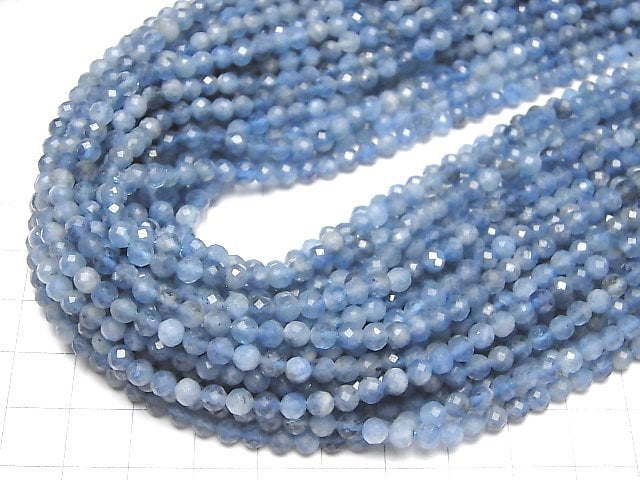 [Video]High Quality! Deep Blue Aquamarine AA++ Faceted Round 4mm 1strand beads (aprx.15inch/37cm)