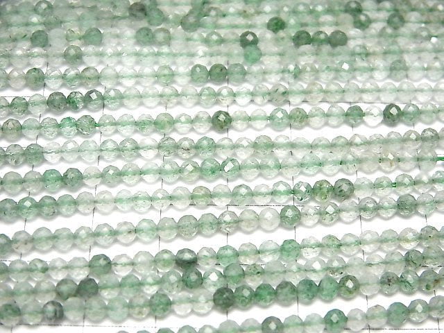 [Video]High Quality! Green Aventurine Faceted Round 3mm 1strand beads (aprx.15inch/37cm)